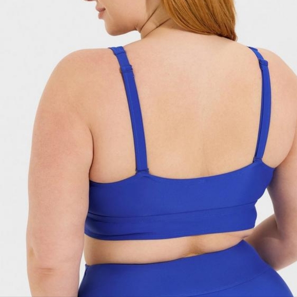 Torrid Electric Blue Lace Up Plunge Wireless XO Triangle Bikini Top 4X - Picture 2 of 2